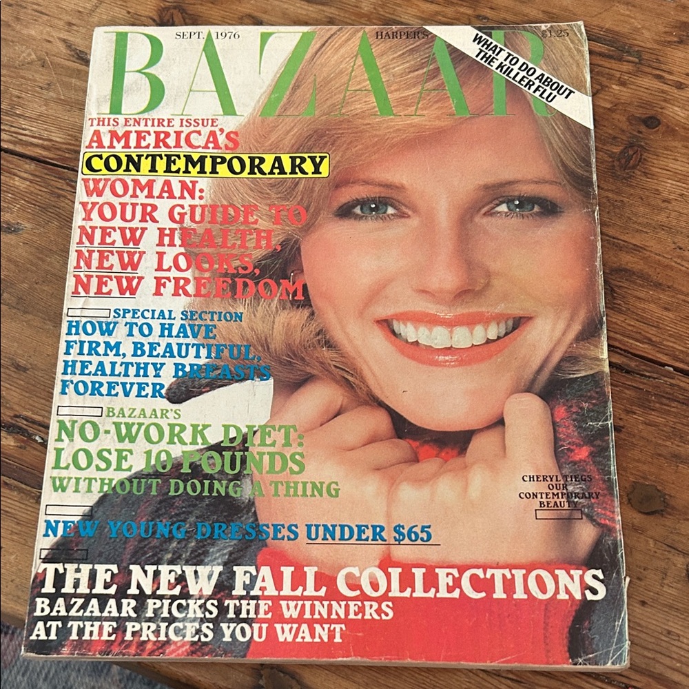 Vintage Harper's Bazaar Magazine September 1976 Cheryl Tiegs